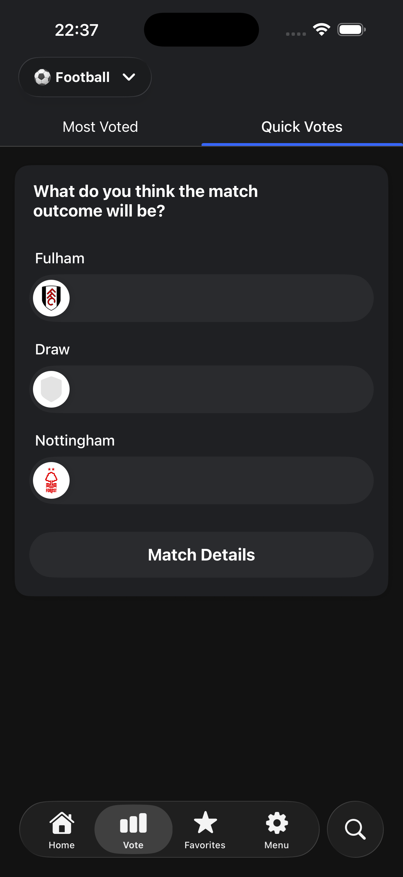 BetScore Match Votes